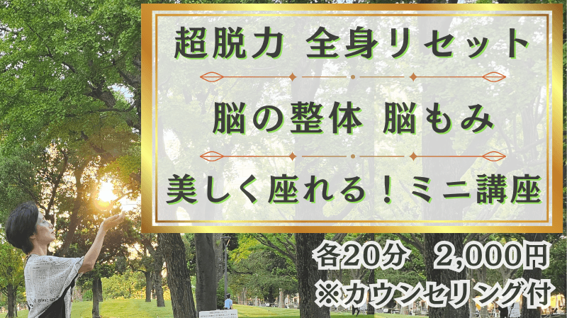 武蔵野美女フェス｜超脱力リセット＆脳の整体・脳もみ
